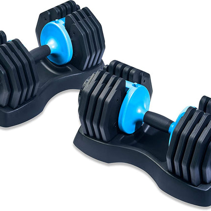 Strongology Urban25 Home Fitness Black and Blue Adjustable Smart Dumbbells from 2.5kg up to 25kg Training Weights