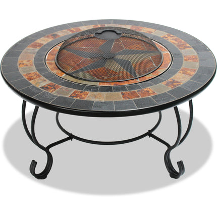 Centurion Supports Fireology DAKOTA Deluxe Garden and Patio Heater, Fire Pit, Brazier, Coffee Table, Barbecue and Ice Bucket with Slate Tiles
