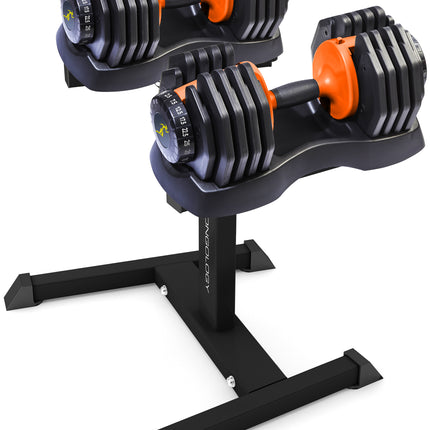 Strongology Urban25 Orange Adjustable Dumbbell Pair with Free Durable Steel Adjustable Urban25 Dumbbell Floor Stand