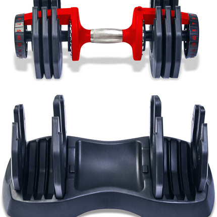 Strongology Urban40 Single Home Fitness Black Red Adjustable Smart Dumbbells from 5kg up to 40kg Training Weights