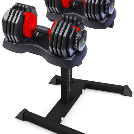 Strongology Urban25 Red Adjustable Dumbbell Pair with Free Durable Steel Adjustable Urban25 Dumbbell Floor Stand