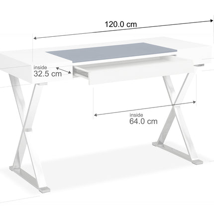 Centurion Supports ADONIS White with Built-In Luxury Light Blue Leather Pad Ergonomic Home Office Desk