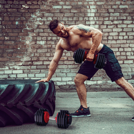 Strongology Urban40 Pair Home Fitness Black Red Adjustable Smart Dumbbells from 5kg up to 40kg Training Weights