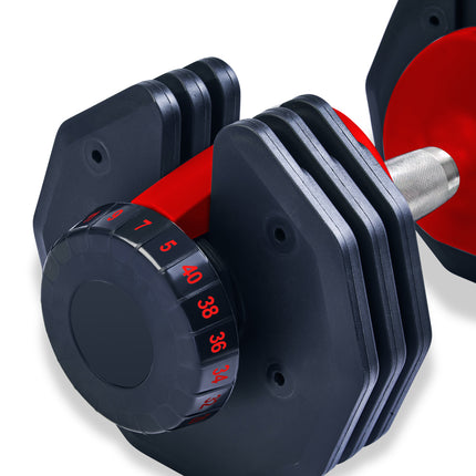 Strongology Urban40 Pair Home Fitness Black Red Adjustable Smart Dumbbells from 5kg up to 40kg Training Weights