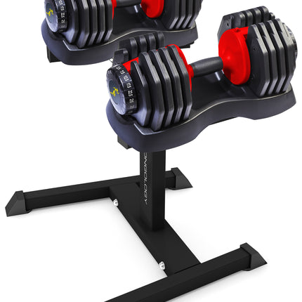 Strongology Urban25 Red Adjustable Dumbbell Pair with Free Durable Steel Adjustable Urban25 Dumbbell Floor Stand