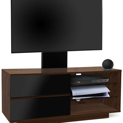 Centurion Supports Gallus Walnut with 2-Black Drawers and 3-Shelf 32"-55" LED/LCD/Plasma Cabinet TV Stand with Mounting Arm