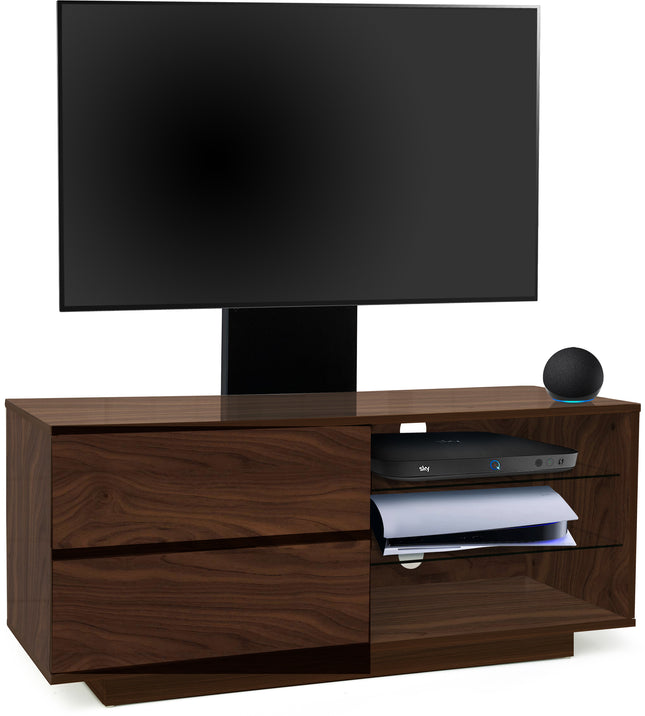 Centurion Supports Gallus Walnut with 2-Walnut Drawers and 3-Shelf 32"-55" LED/LCD/Plasma Cabinet TV Stand with Mounting Arm