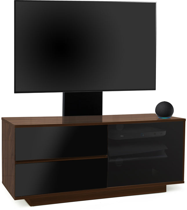 Centurion Supports Gallus Ultra Walnut with 2-Black Drawers and 3-Shelves 32"-55" LED/LCD/Plasma Cabinet TV Stand with Mounting Arm