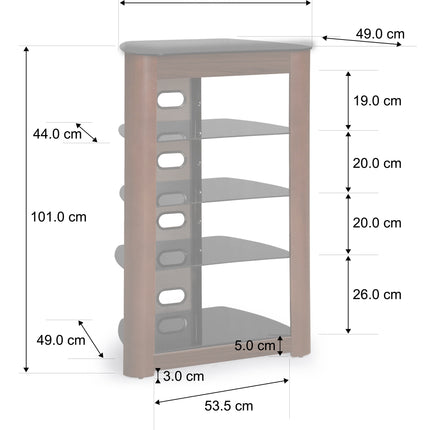 Centurion Supports Zinnia 5-Shelf Black Glass with Walnut Fascia Flat Screen TV/Hi-Fi/AV Rack Glass Stand