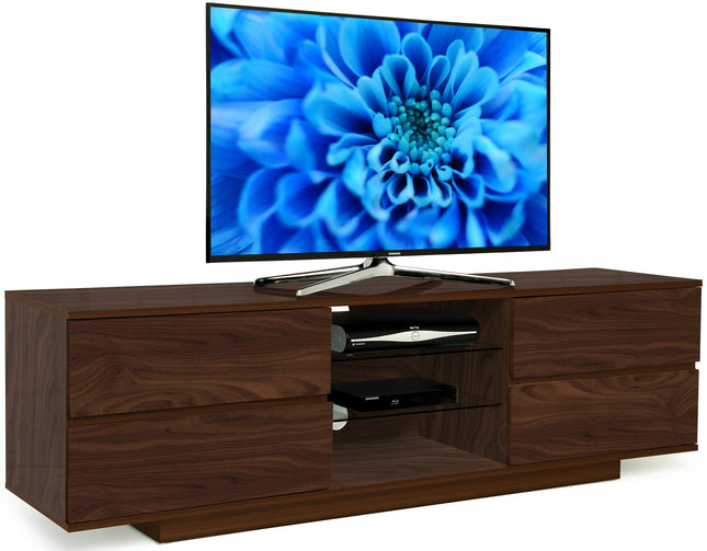 Centurion Supports Avitus Premium Walnut with 4-Walnut Drawers and 3-Shelves 32"-65" LED/OLED/LCD TV Cabinet