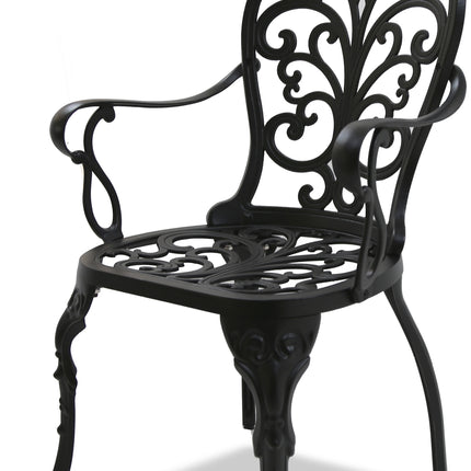 Centurion Supports BANGUI Black Garden and Patio Table and 2 Chairs Cast Aluminium Bistro Set