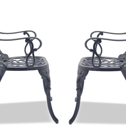 Centurion Supports Bangui Grey 2-Large Garden and Patio Chairs with Armrests in Cast Aluminium