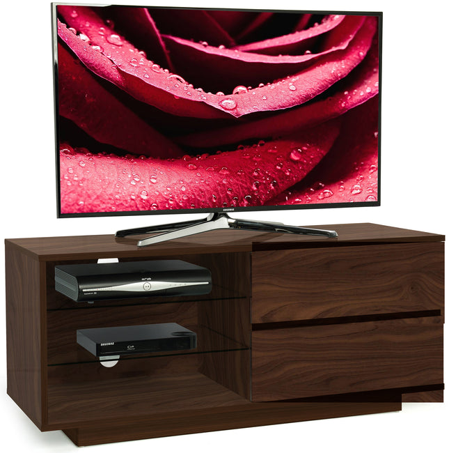 Centurion Supports Gallus Premium Walnut with 2-Walnut Drawers and 3-Shelves 32"-55" LED/OLED/LCD TV Cabinet