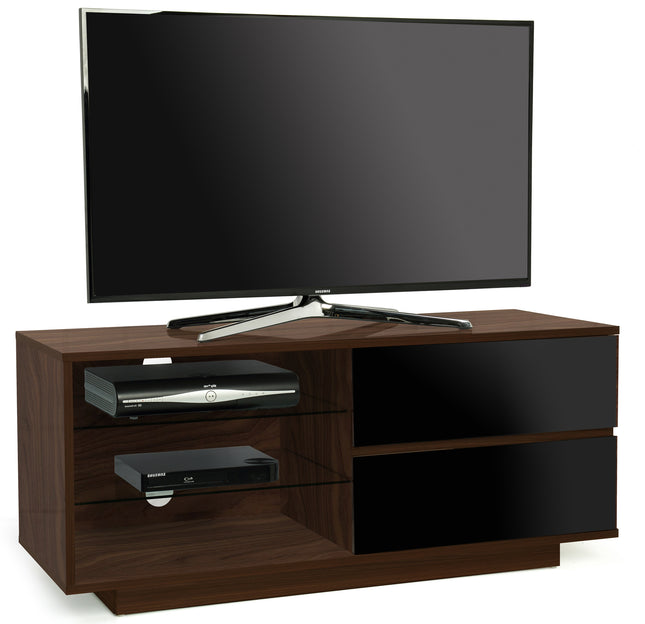 Centurion Supports Gallus Premium Walnut with 2-Black Drawers and 3-Shelves 32"-55" LED/OLED/LCD TV Cabinet